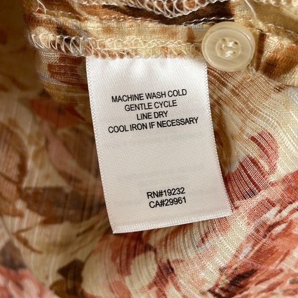 Alfred Dunner 100% Cotton Floral Gauze Style Sheer Button Up Shirt Size 10/L - Picture 7 of 9